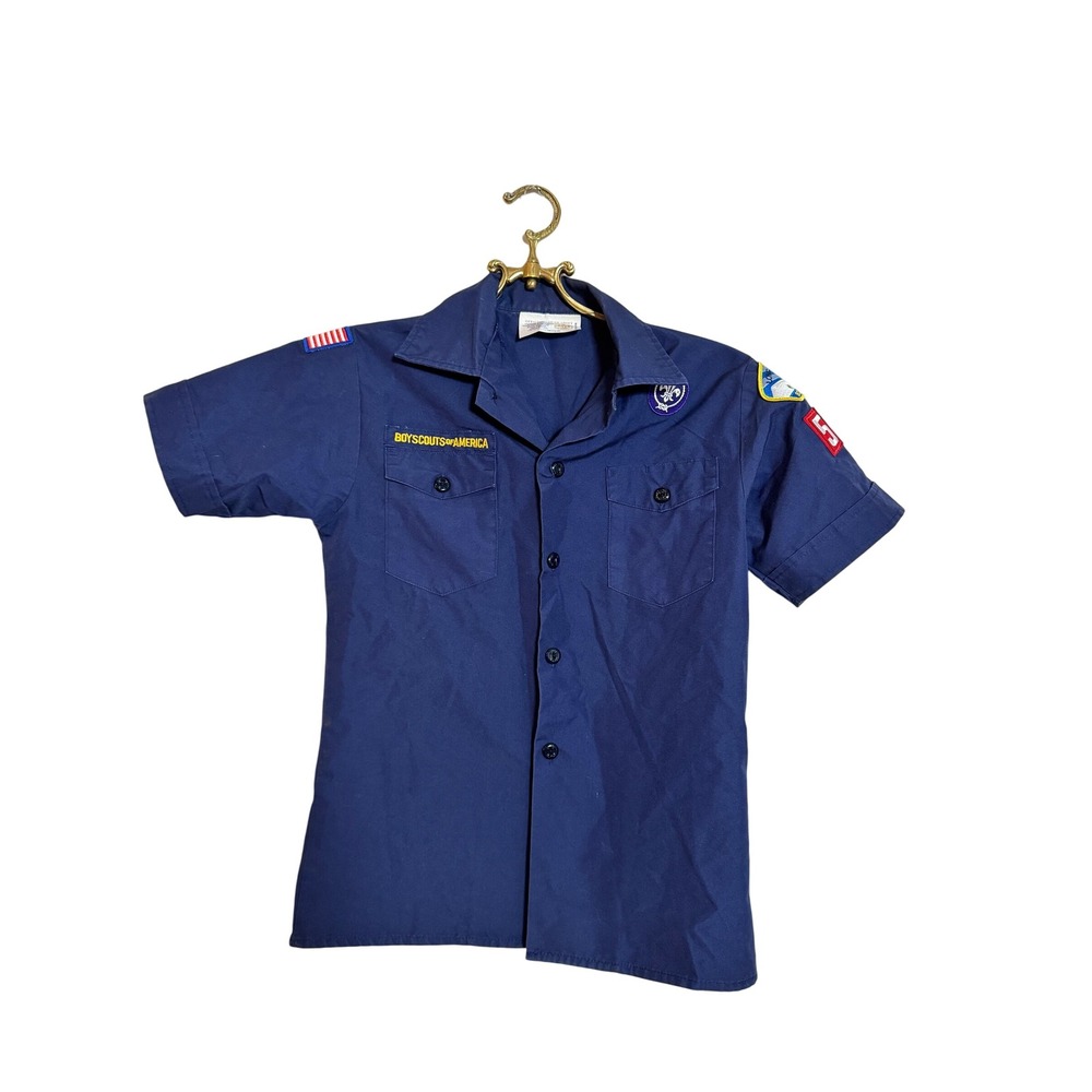 Vintage Boy Scouts of America Youth Uniform Shirt‎ Patches Medium BSA
